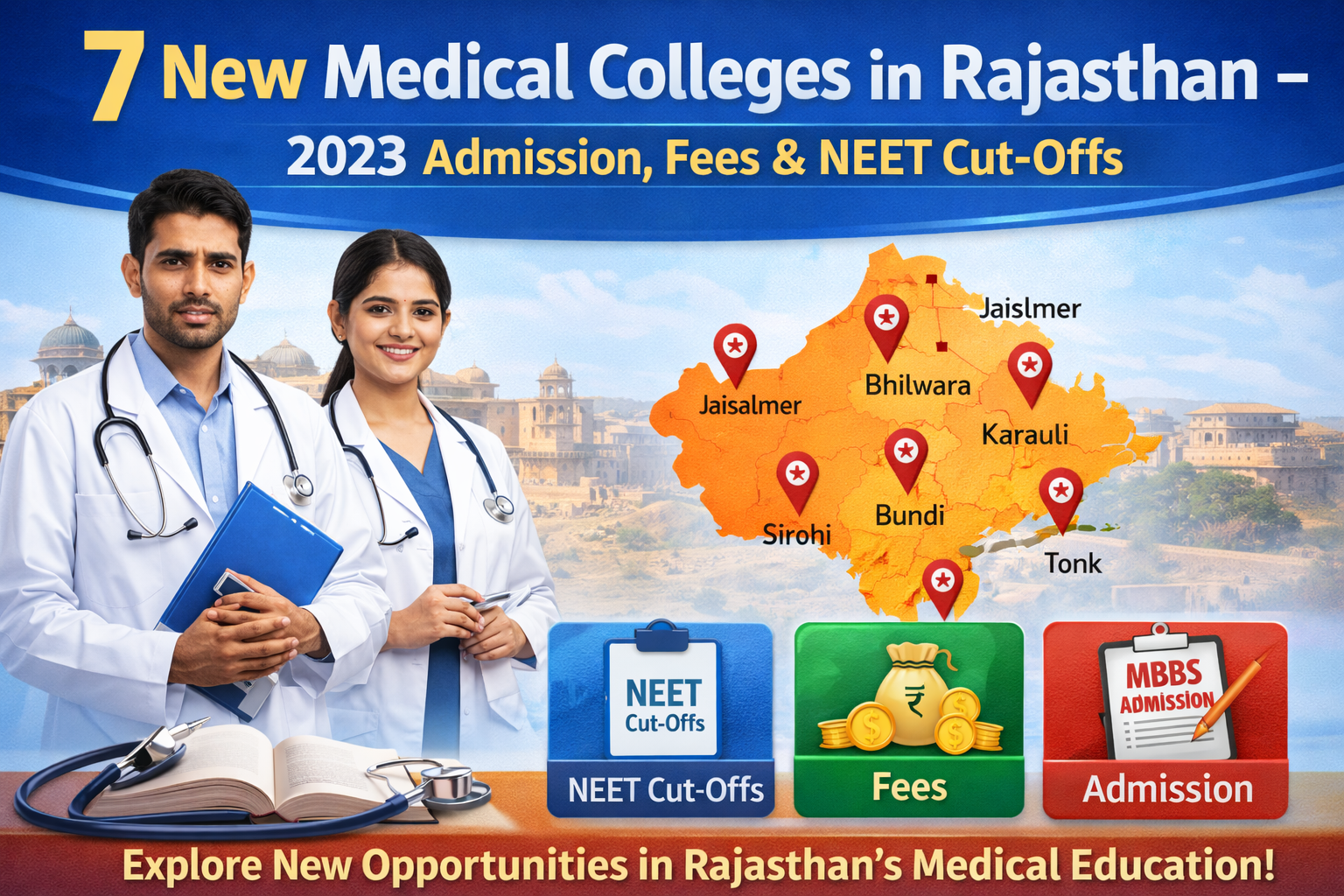 7 New Medical Colleges in Rajasthan – 2023 Admission, Fees & NEET Cut-Offs